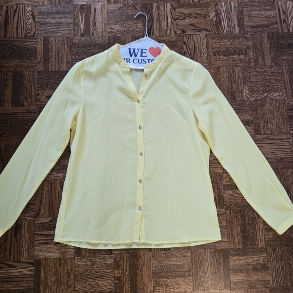 La Femme Light Yellow Button-Down Shirt